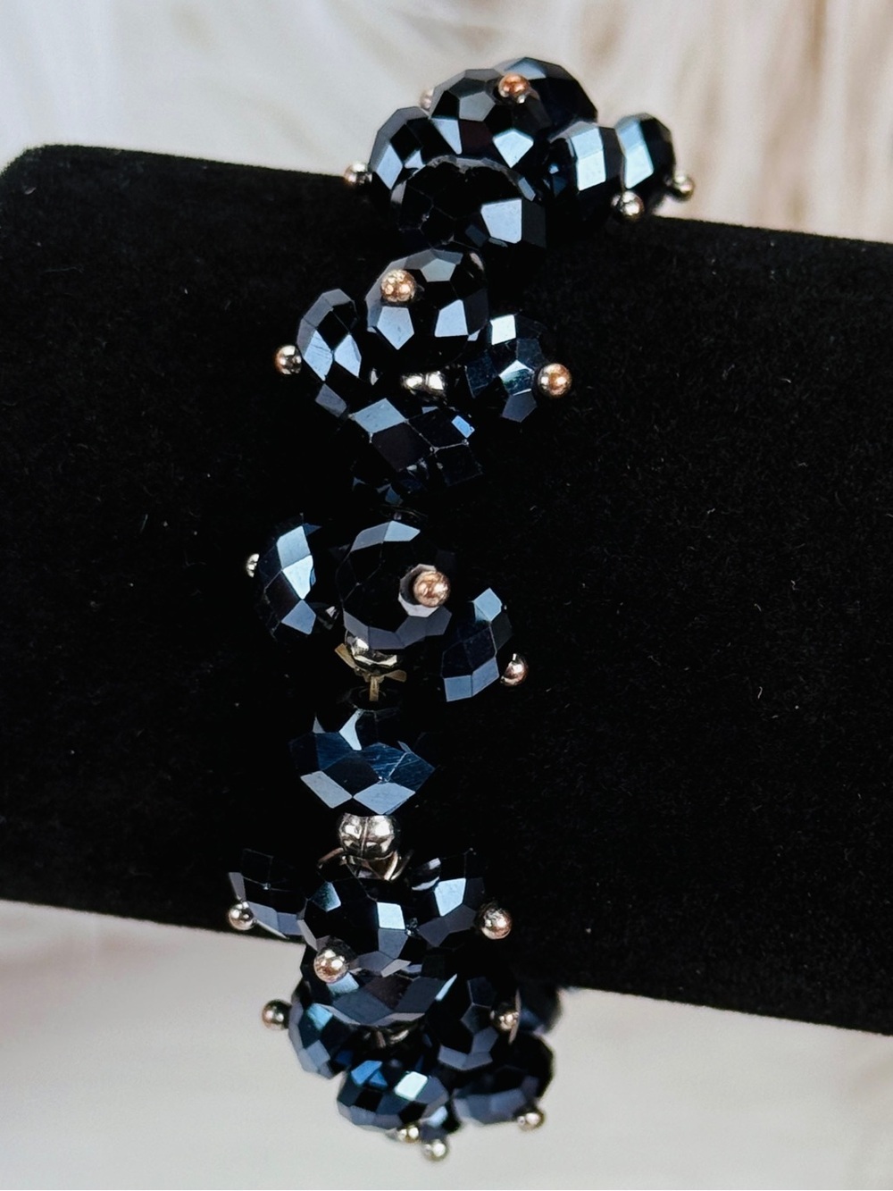 Super pretty bling blackish Blue reflective costume stretch bracelet